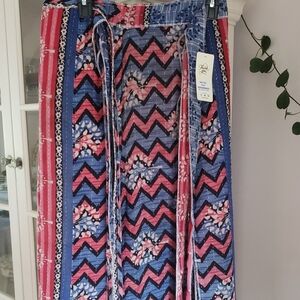 Colorful Chevron Kantha Side Tie/Wrap Pant